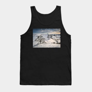 Winter Snow Scene with Mountains and Tree Tank Top